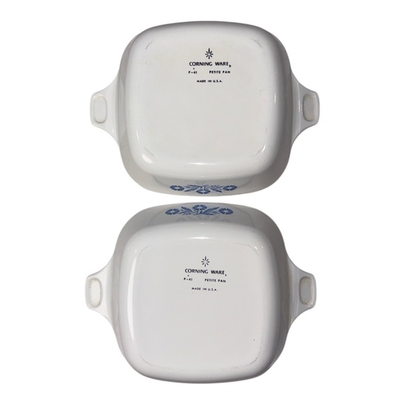 Vintage CorningWare Blue Cornflower Petite Pans P-41 Casserole No Lids Set Of 2 - Picture 7 of 7